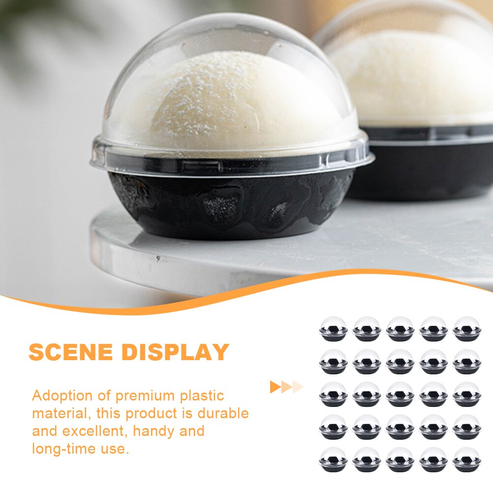 50pcs Transparent Plastic Dome Boxes Cookie Boxes Clear Dome Dessert Packaging Box