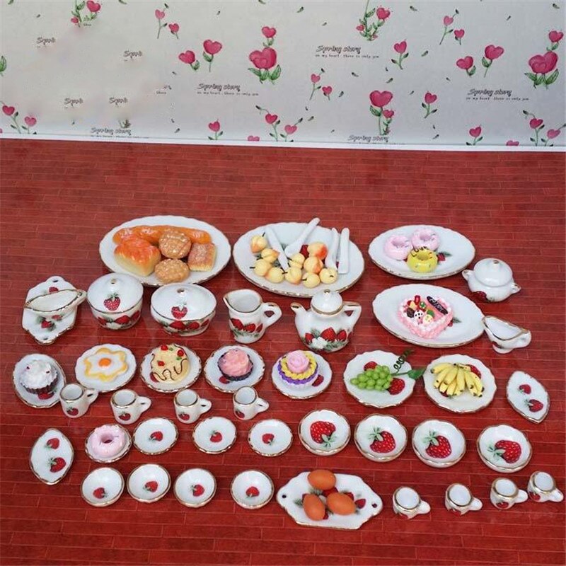 1:12 dukkehus miniature keramiske te sæt møbler legetøj til dukker mini køkken bordservice foregiver lege legetøj til børn piger