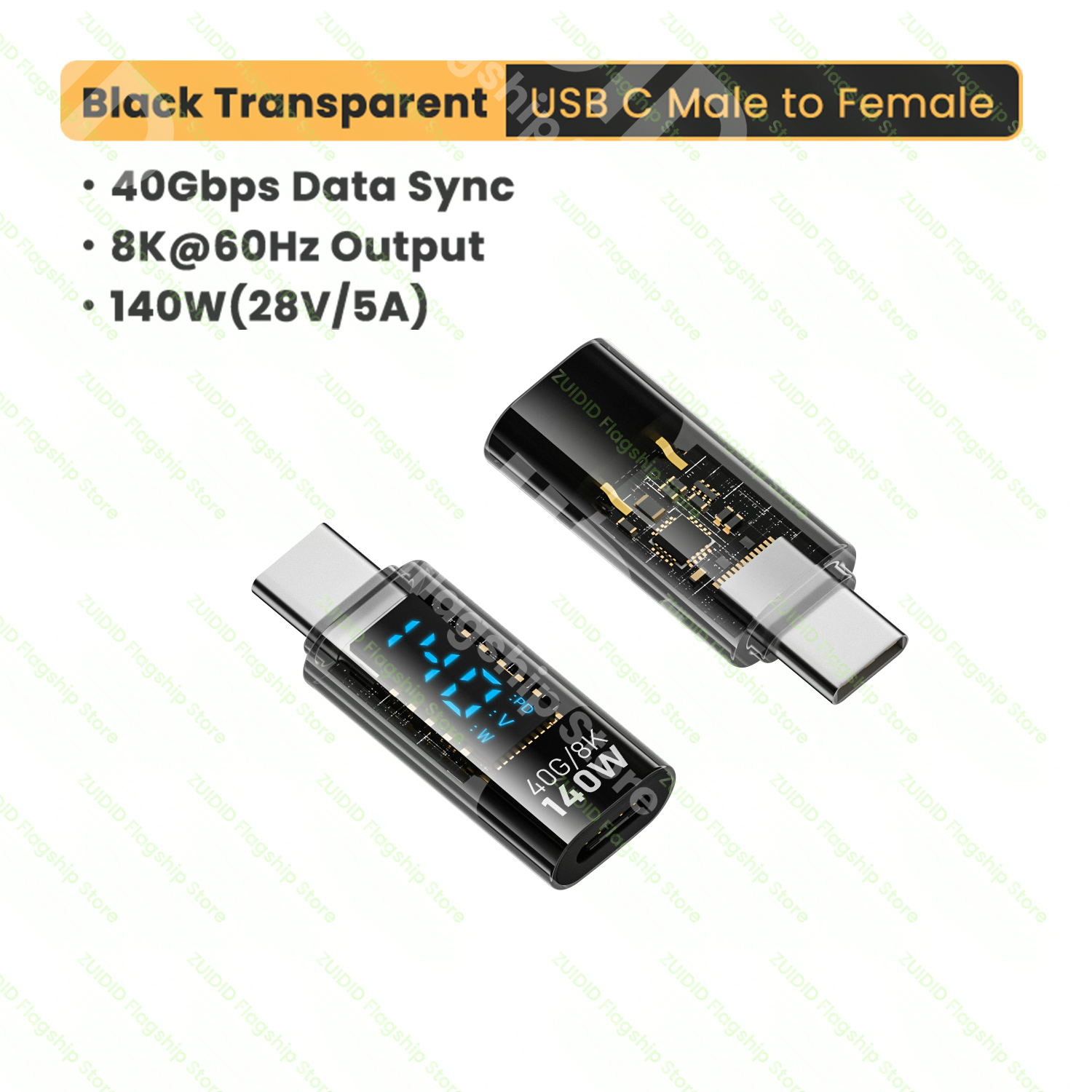 Transparent LED Display USB4.0 40Gbps Type C to C OTG Adapter 8K@60Hz PD140W 5A Fast Charging Cable for iPhone 15 14 MacBook Pro: Khaki