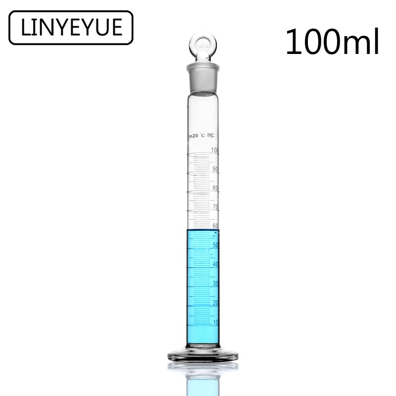 Linyeyue 100Ml Glas Maatcilinder Met Stopper Cap Meten Glas Cilinder Laboratorium Chemie Apparatuur