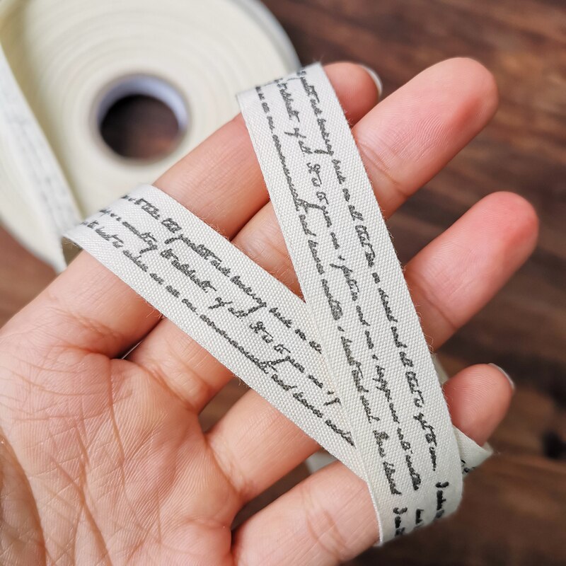 100meter Handschrift Woorden Katoen Lint Naaien Tape Stof Singels Handgemaakte Lint Voor Cadeaupapier Party Jurk Naaien Lint
