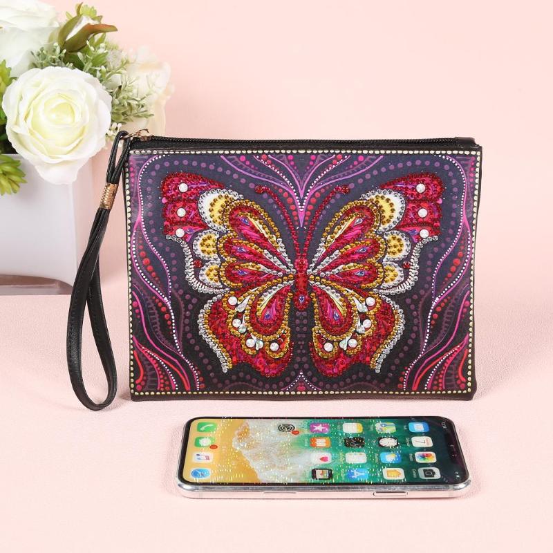DIY Diamond Painting Wristlet Wallet Butterfly Special Shaped Embroidery Cross Stitch Wallet For Women Christmas