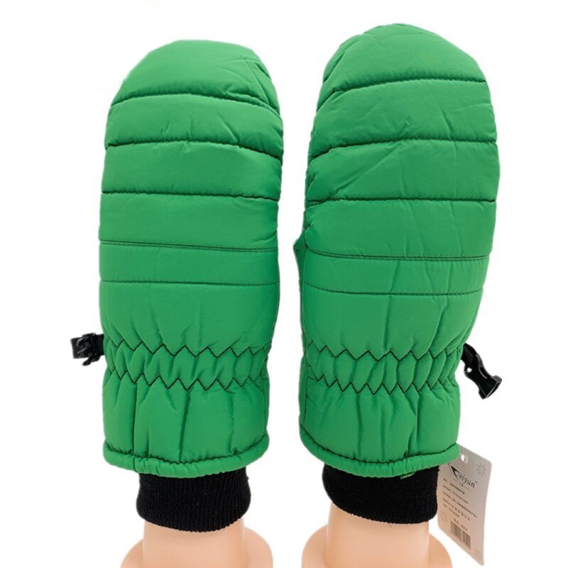 Children Winter Warm Ski Gloves Boys/Girls Kids Sports Waterproof Windproof Non-slip Snow Mittens Extended Wrist Skiing Gloves: Green