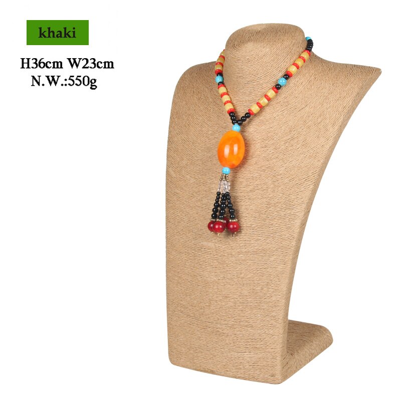 S/M/L 6 kolory kobieta liny manekin naszyjniki biust stojak biust stojak wystawowy na biżuterię uchwyt półki L23 * W13 * H36cm cena hurtowa: H36cm khaki