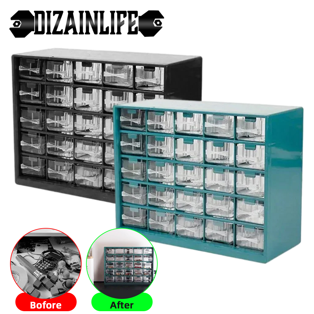 25 Multi-grid Lade Onderdelen Gereedschapskist Wandmontage Gereedschap Kleine Onderdelen Classificatie Component Plastic Lade Organizer
