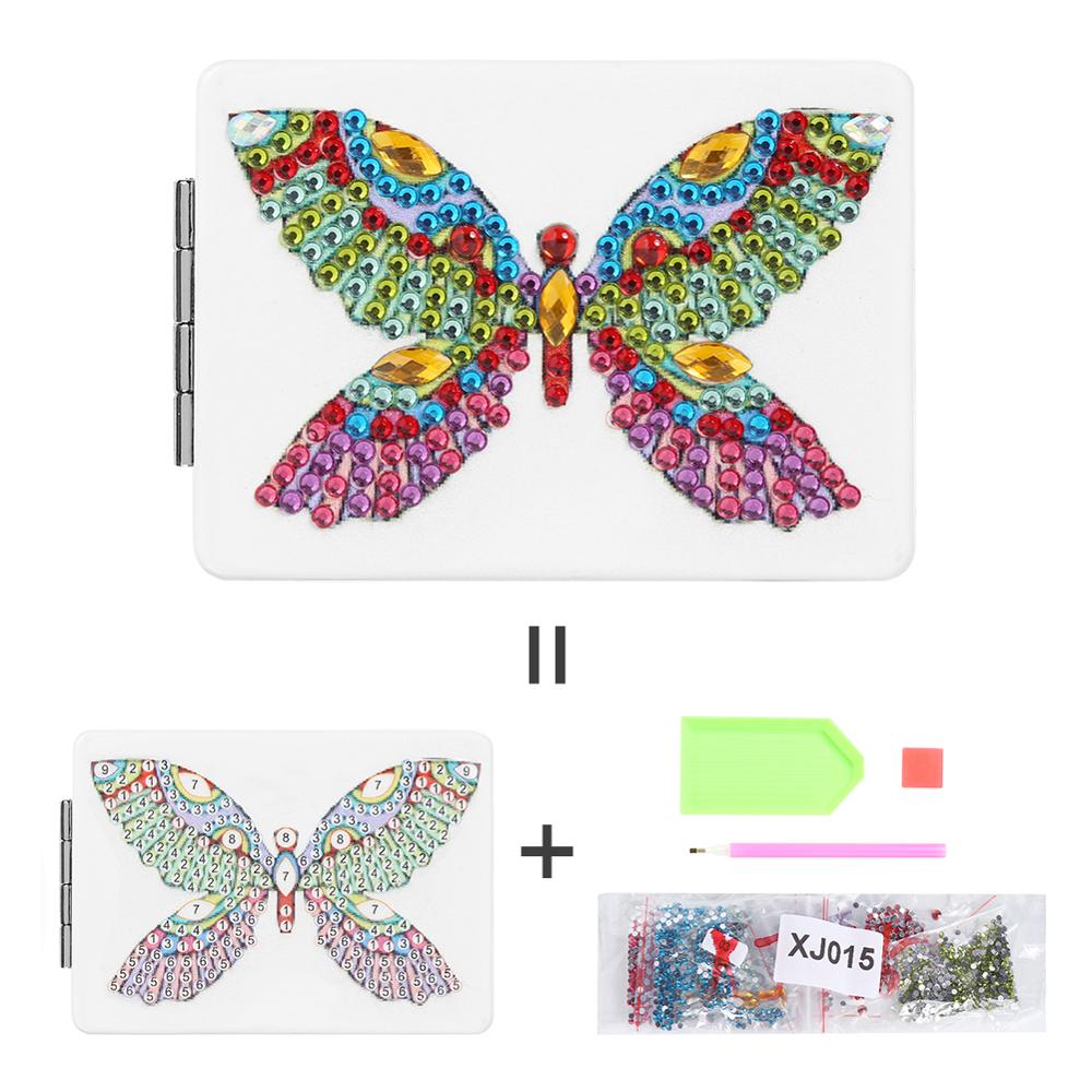 Espelho de maquiagem de viagem conjunto mini espelho cosmético borboleta/coração diy pintura diamante em forma especial compõem espelhos: 05