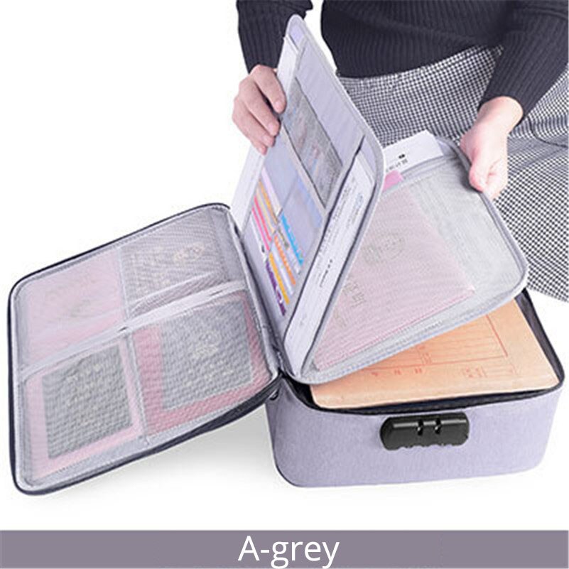 Large Capacity Document File Bag Case Waterproof Document Bag Organizer Papers Storage Pouch Credential Bag Diploma Storage File: A-grey