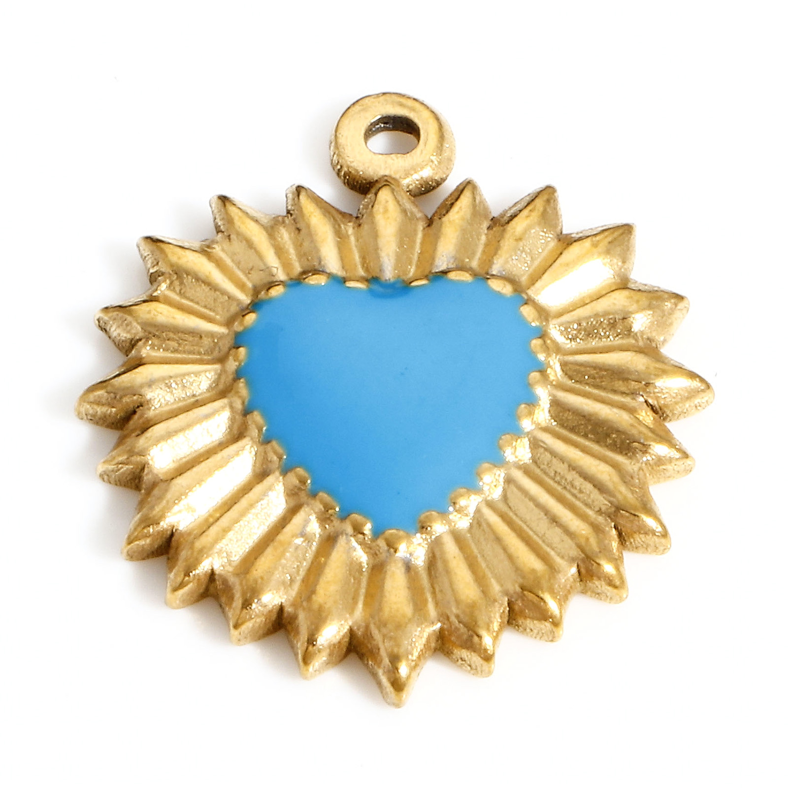 Dijes de corazón de acero inoxidable 304, colgantes de esmalte de mal de ojo religioso para la fabricación de joyas, collar del Día de San Valentín, hallazgos Diy, 1PC: Color amarillo claro