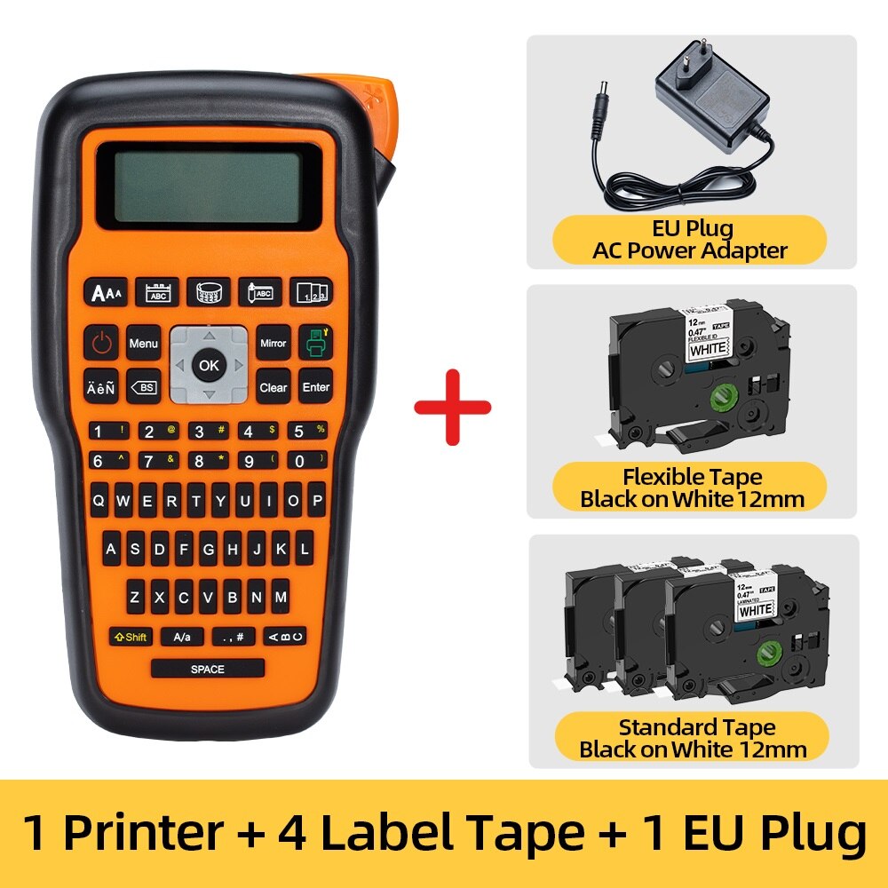 E1000PRO Label Maker Met Eu Plug Compatibel Voor Brother Labelprinter Label Tape 12Mm Tz-231 Tze-fx231 Qwerty-toetsenbord Draagbare