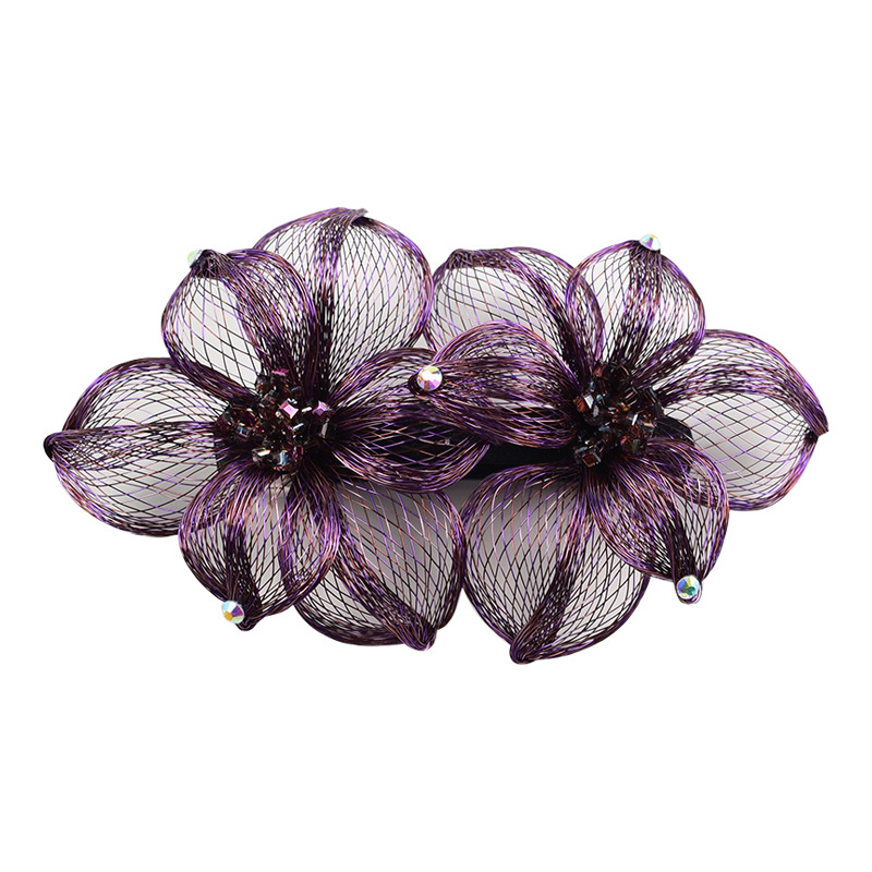 Original Handmade Copper Wire Flower Shape Hair Clips for Women Girls Chinese Style Braided Hair Clips Hair Accessories: Dark Grey