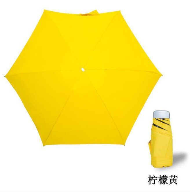 The Ultralight five-fold Umbrella UV Folding Umbrella Sunny Rain Dual Pocket Sun Umbrella Sun Umbrella: YELLOW