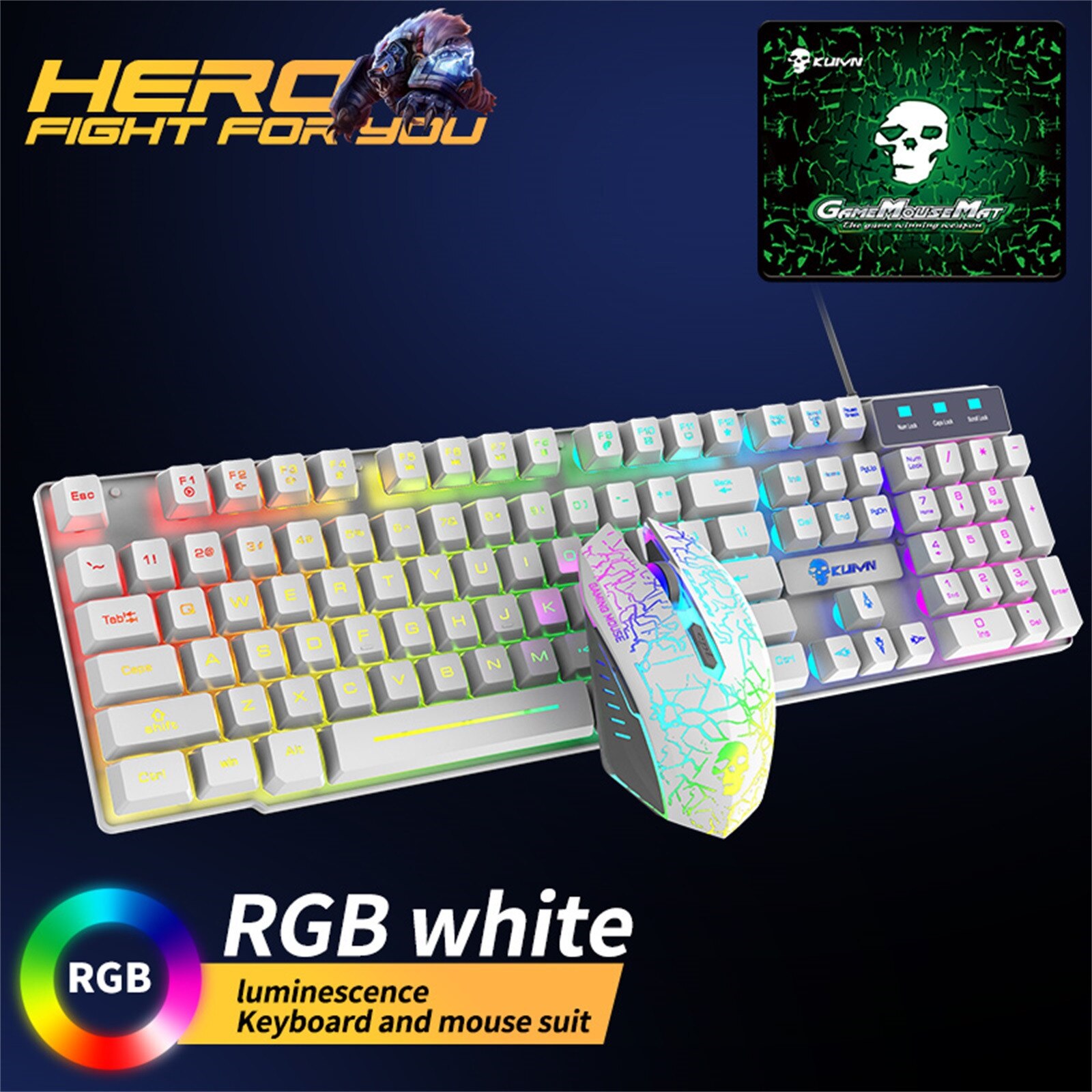 Teclado Gaming Con Luz RGB Y Cable Tipo C Desmontable ¡Sonido Silencioso!