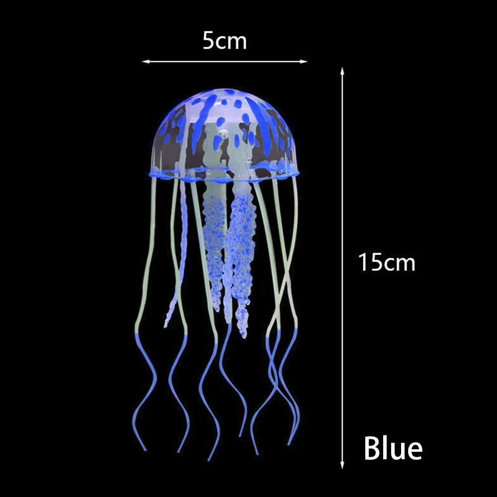 Künstliche Aquarium Ornament leuchtende Quallen Silikon schwimmende fluoreszierende Aquarium Ornamente Unterwasser Landschaftsbau Dekor: green