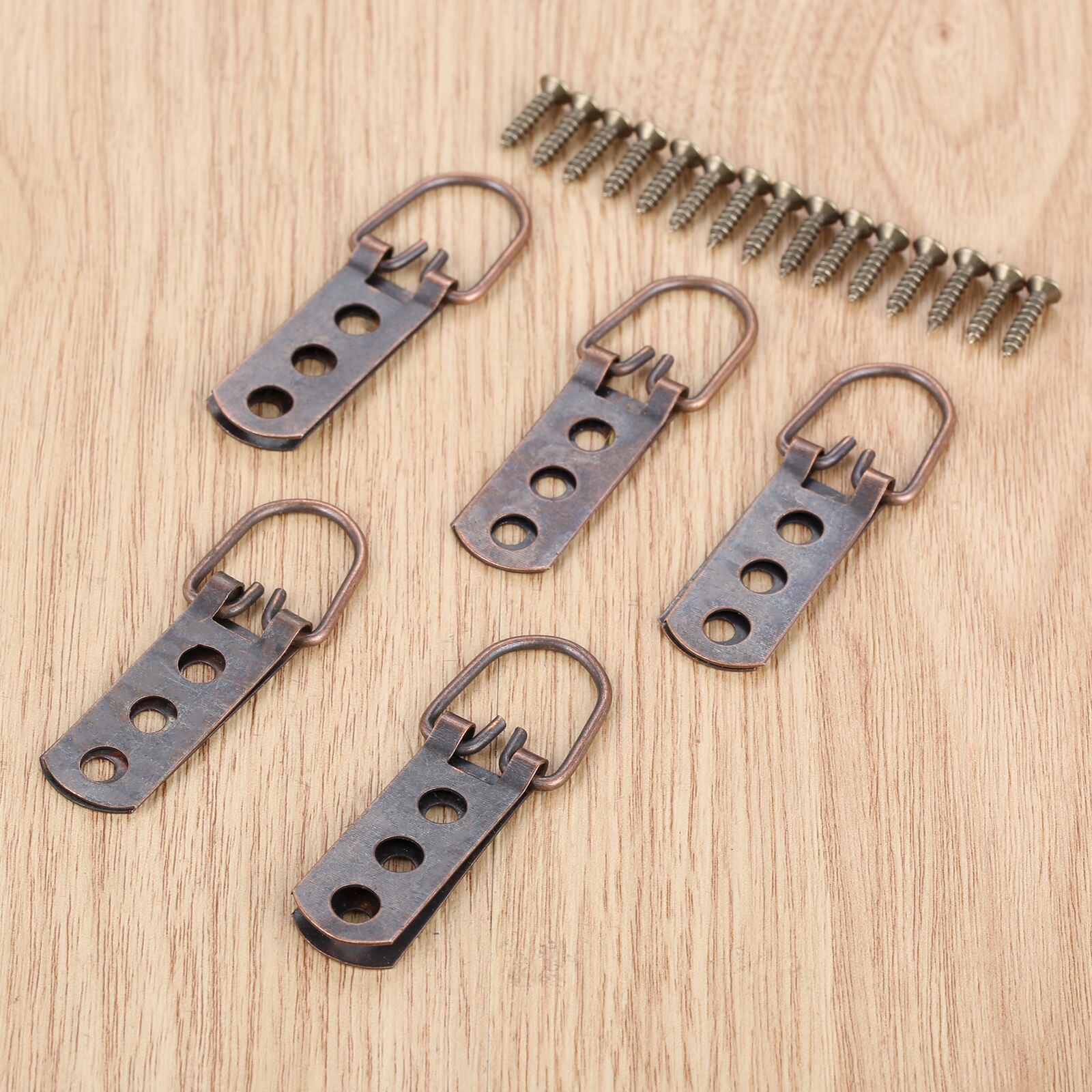 5/20sets Triangle D Ring Hangers Photo Frame Hooks Picture Wall Holder w/screws Alloy 30-60mm Antique Bronze/Red Copper/Sliver