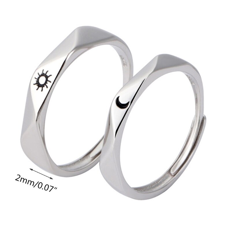 1 paio di anelli per coppie Sun Moon Lover Set promessa fedi nuziali uomo donna gioielli