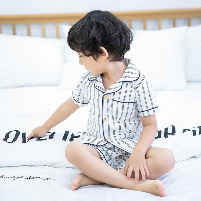 Børns pyjamas sommer børn hjemmetøj t-shirt + shorts børn pyjamas sæt drenge piger pyjamas baby nattøj 2 4 5 6 7 8 år