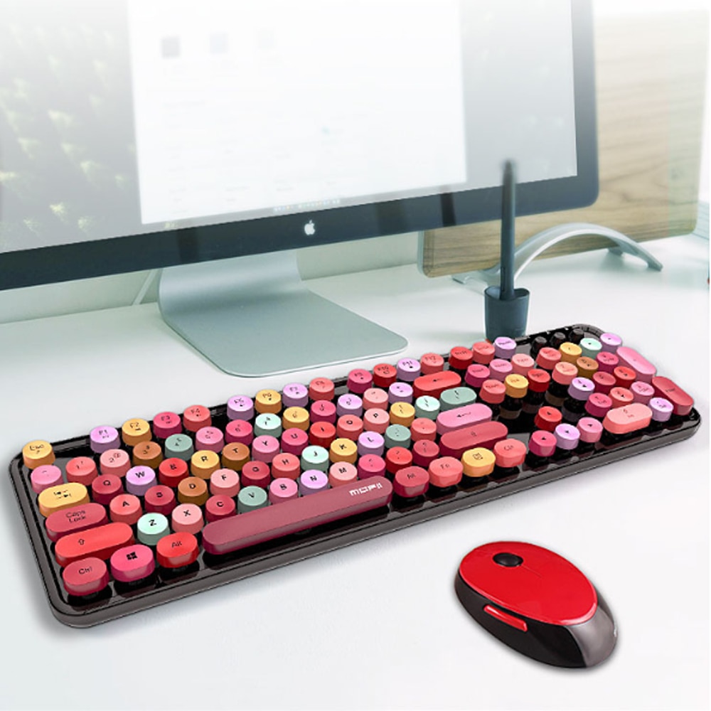 Kit clavier et souris sans fil multicolores 2 en 1, 1600DPI, émetteur-récepteur de signal USB étanche, adapté aux jeux et ordinateurs portables de bureau à domicile