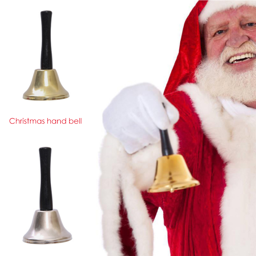 Metalen Kerst Hand Bell Hand Held Call Klokken Kerstman Thee Jingle Bells Party Vier Rammelaar Gereedschap Decoratie Benodigdheden