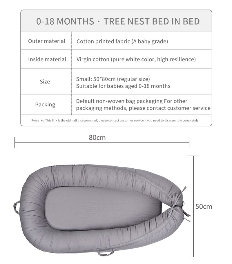90*50cm babyseng baby transportabel reiseseng vugge smålåve avtagbar barneseng soveseng kurv støtfangere seng sikkerhetsbeskyttelse