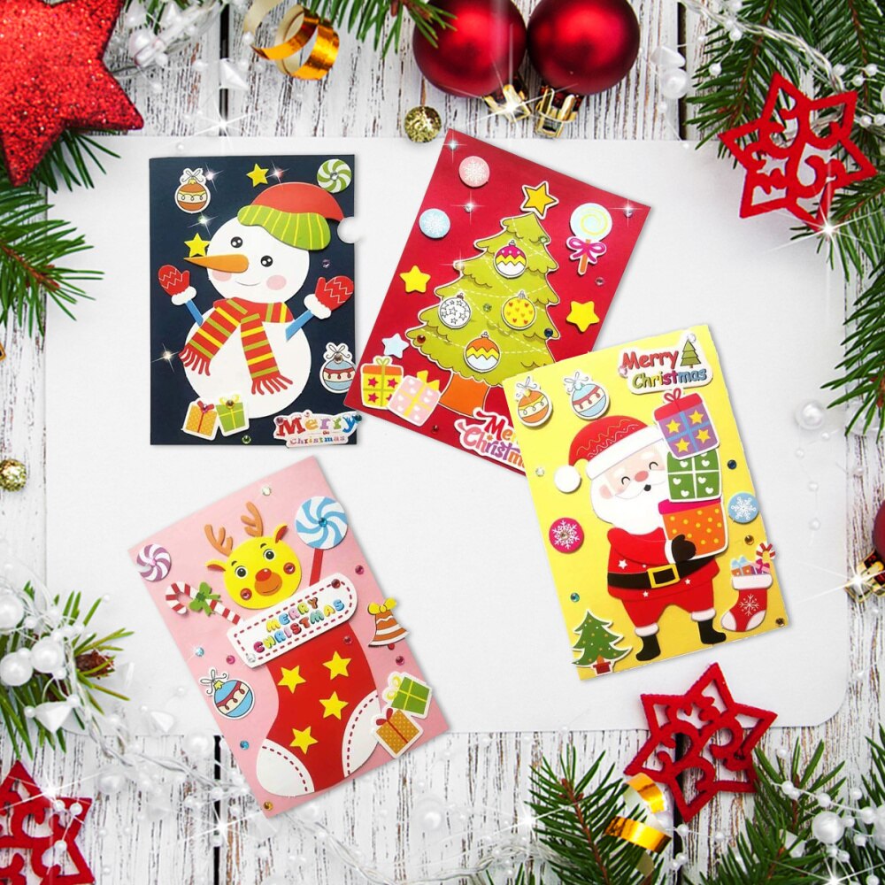 4 Set DIY Cards Lovely Sweet Craft Fun Durable Kids Accessories Handmade Cards Xmas Cards Greeting Cards