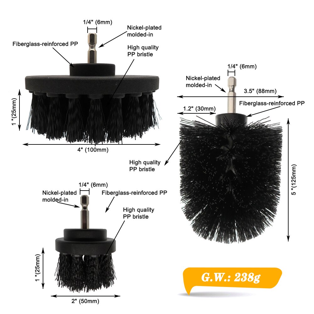 Lot De 50 Mini Brosses à Récurer En Nylon Pour Dremel - Diamètre 25 Mm, 5 Grains Différents - Pour Polissage, Meulage, Dérouillage