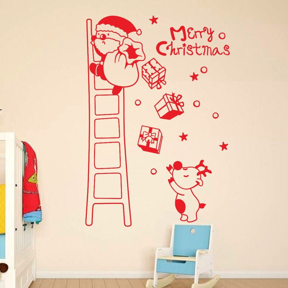 Wall Window Stickers Santa Claus Christmas Xmas Vinyl Art Decoration Decals home decoration accessories wall decoration для дома