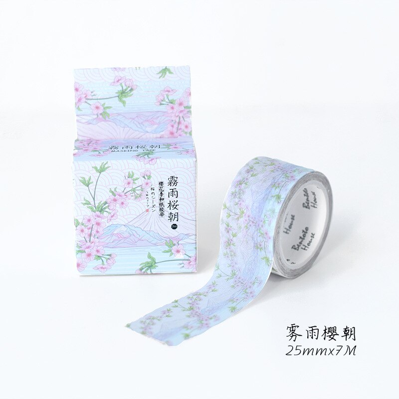 Söt körsbärsblomning säsong japansk washi tejp papper gör-det-själv dekor scrapbooking planerare självhäftande maskeringstejp kawaii brevpapper: Lavendel-