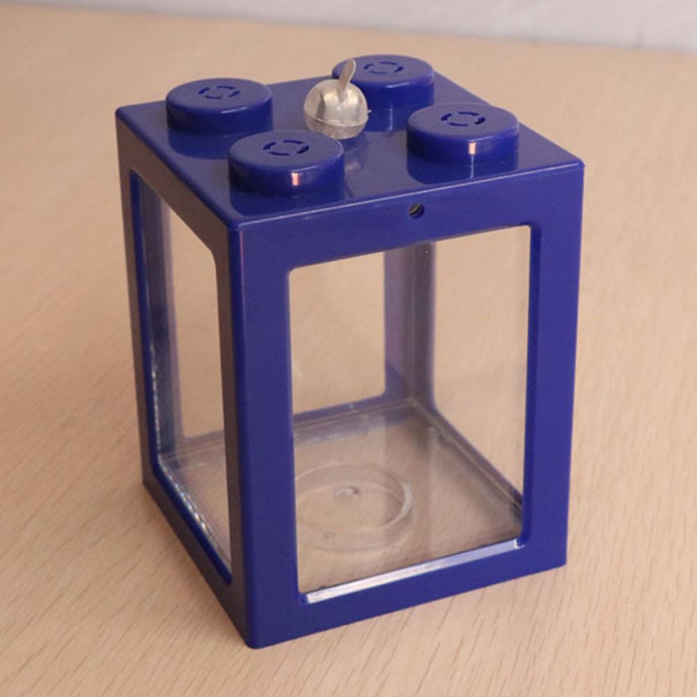 Acrylic Fish Bowl Office Ornamental Transparent Desktop Ecology Box with Light: Blue