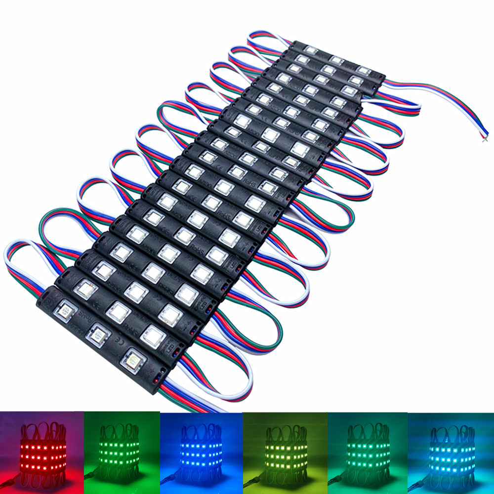 RGB LED Module 12V 5050 Black PCB Super Bright Colors Changable Outdoor Waterproof Advertising Light Sign Backlight 20Pcs/Lot