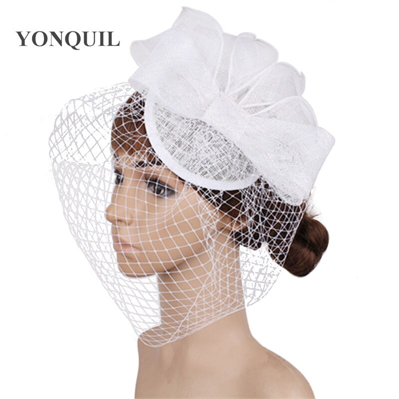 17 Colors bridal party wedding hat veils sinamay fascinator cocktai headpiece birthday veilling hats millinery MYQ097