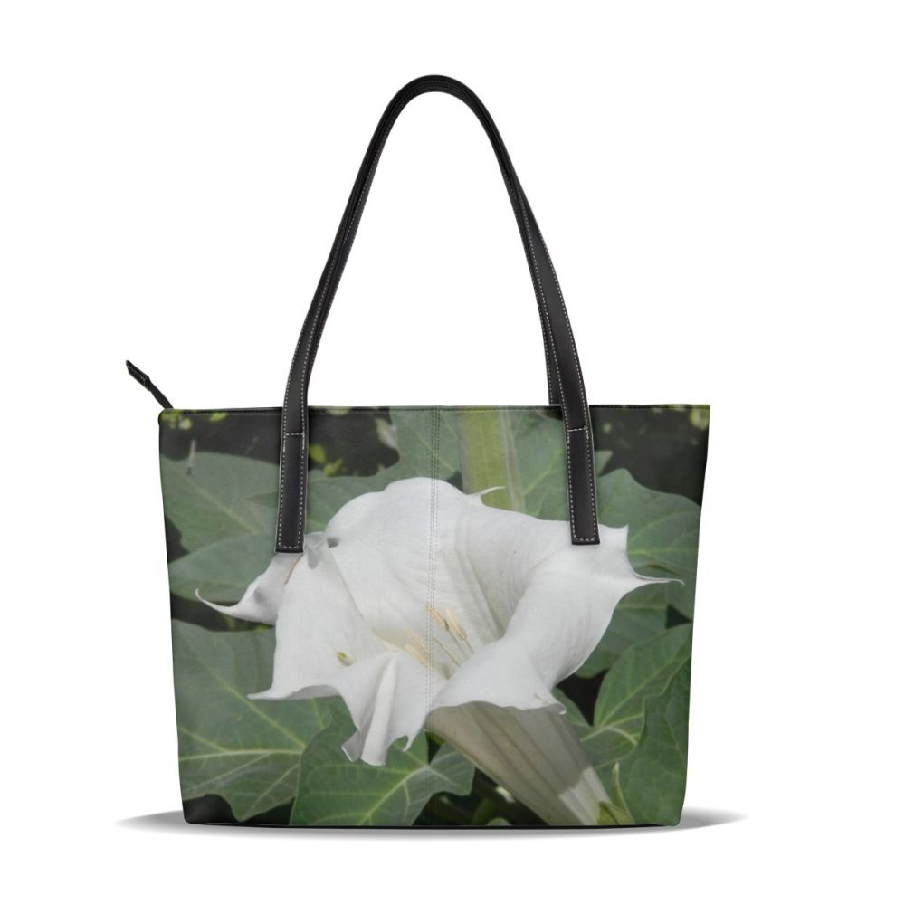 Moonflower Handtas Moonflower Top-Handvat Tassen Grote Capaciteit Patroon Lederen Draagtas Vrouwen Handtassen: A Moonflower T