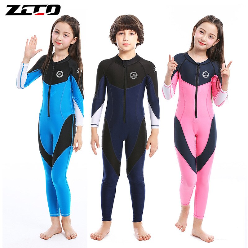 Traje de buceo de nailon para niños, Neopreno, protección UV, cuerpo completo, manga larga, una pieza