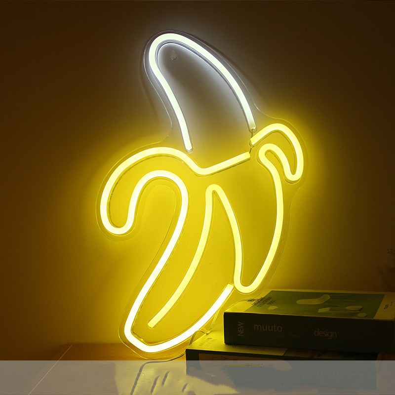 ledet neonlys fest vegghengende skilt usb drevet banan hei gode vibber ledet neonlys til spillrom soverom veggdekorasjon