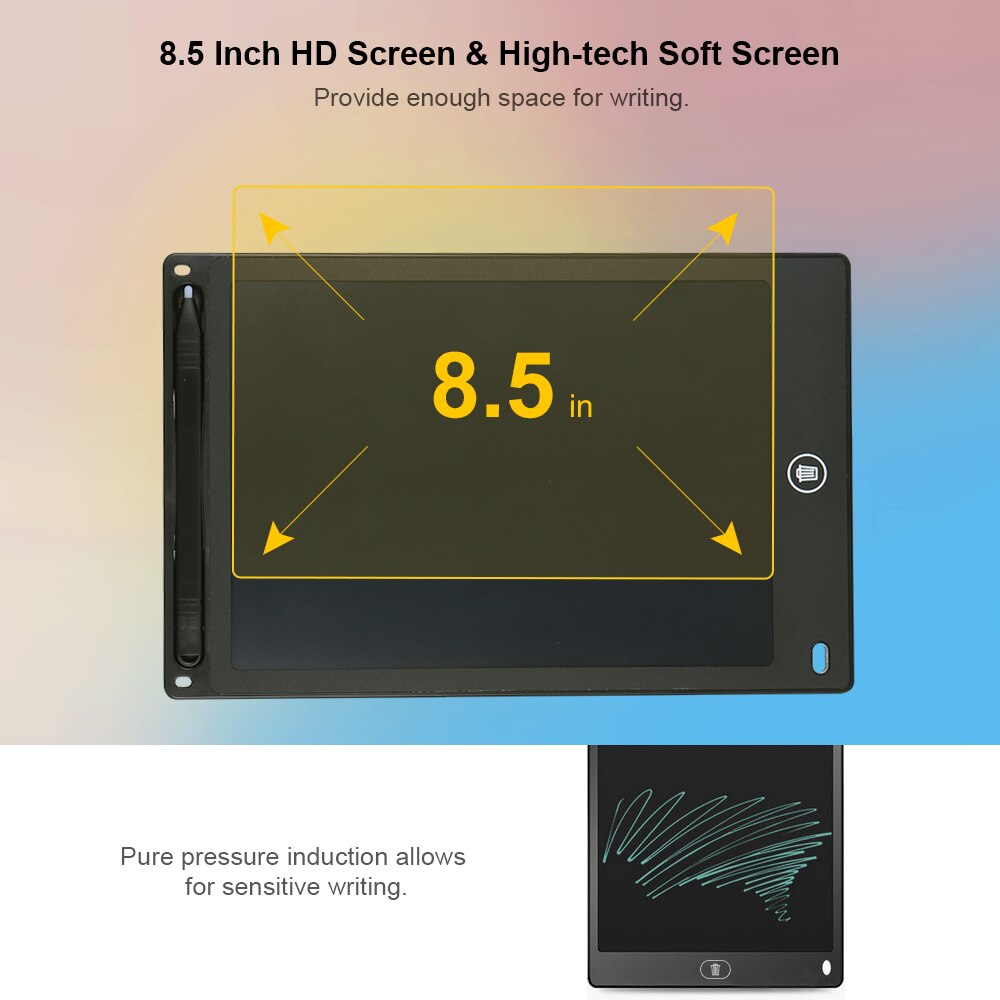 8.5 Inch LCD Drawing Tablet Portable Digital Pad Writing Notepad Electronic Graphic Board Notes Reminder with Stylus Pen(Black)