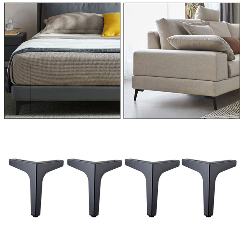 4pcs Metal Black Triangle Feet Modern Furniture Sofa Legs Cabinet Feet DIY Adjustable And Non-Adjustable Legs Height 10-17.5cm
