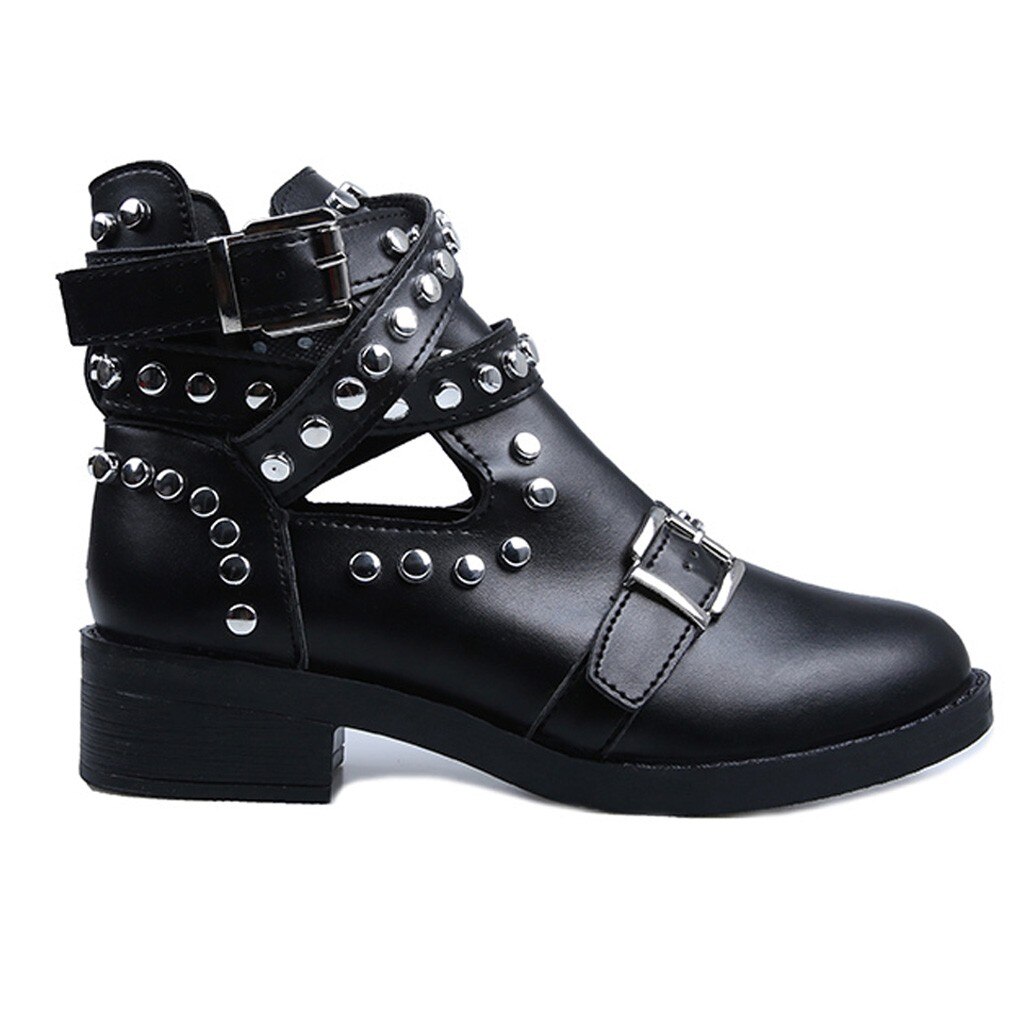 Xiniu Boot Vrouwen Mode Klinknagel Gesp Enkellaarsjes Voor Vrouwen Boot Student Casual Schoenen Vrouwen Grote Size Enkele schoenen: 41