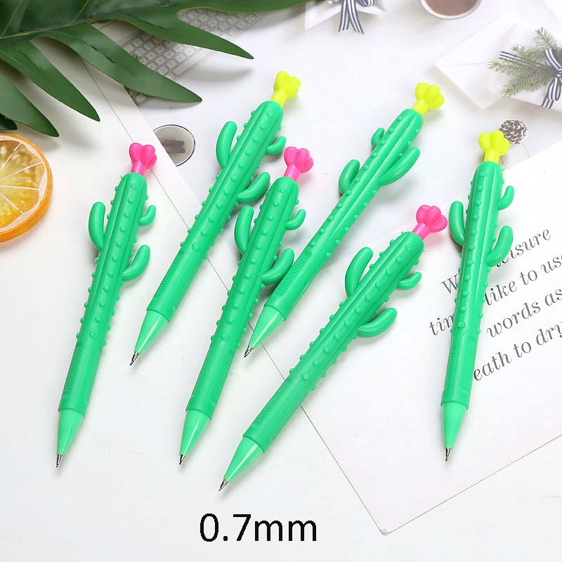 Lápiz mecánico de plátano, Cactus, maíz, zanahoria adorable, automático, dibujo, materiales de escritura para oficina, de papelería, 0,5/0,7mm: cactus 0.7mm