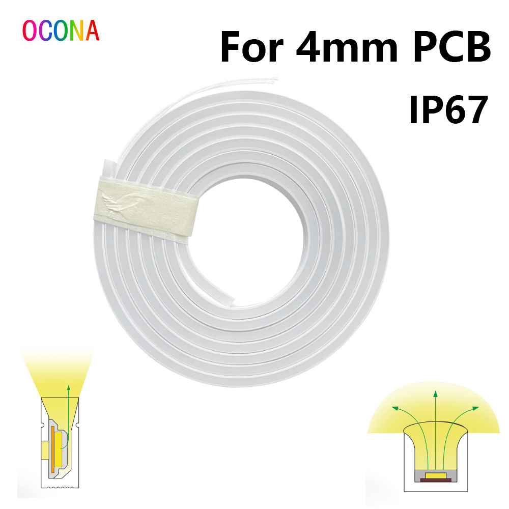Tube Néon Flexible Super Fin, Sans Bande LED, Diffuseur Étanche IP67 pour SMD COB, 3mm, 4mm, 5mm, Vue Latérale, 4x10mm