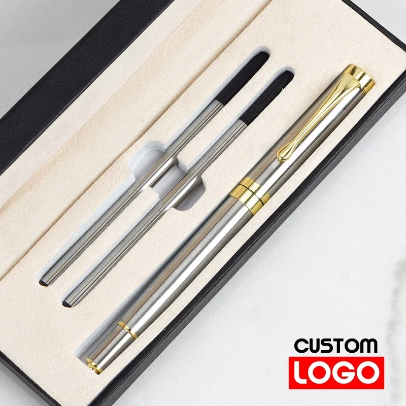 Geschenkbox Verpackung Luxus Metall Kugelschreiber Schule Geschäft Büro Unterschrift Rolle Stift Schüler Schreibwaren Schreiben: Licht Grau / Schwarz