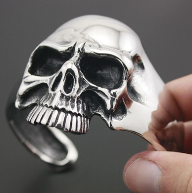 Rvs Enorme Heavy Skull Mens Biker Rocker Punk Armband Sieraden