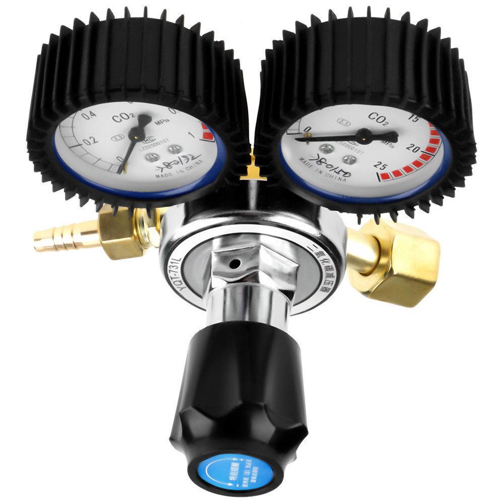 CO2 Gas Bottle Regulator Carbon Dioxide Welding Pressure Reducer Valve Gas Gauge For Beverage Beer W21.8 Double Gauge Regulator