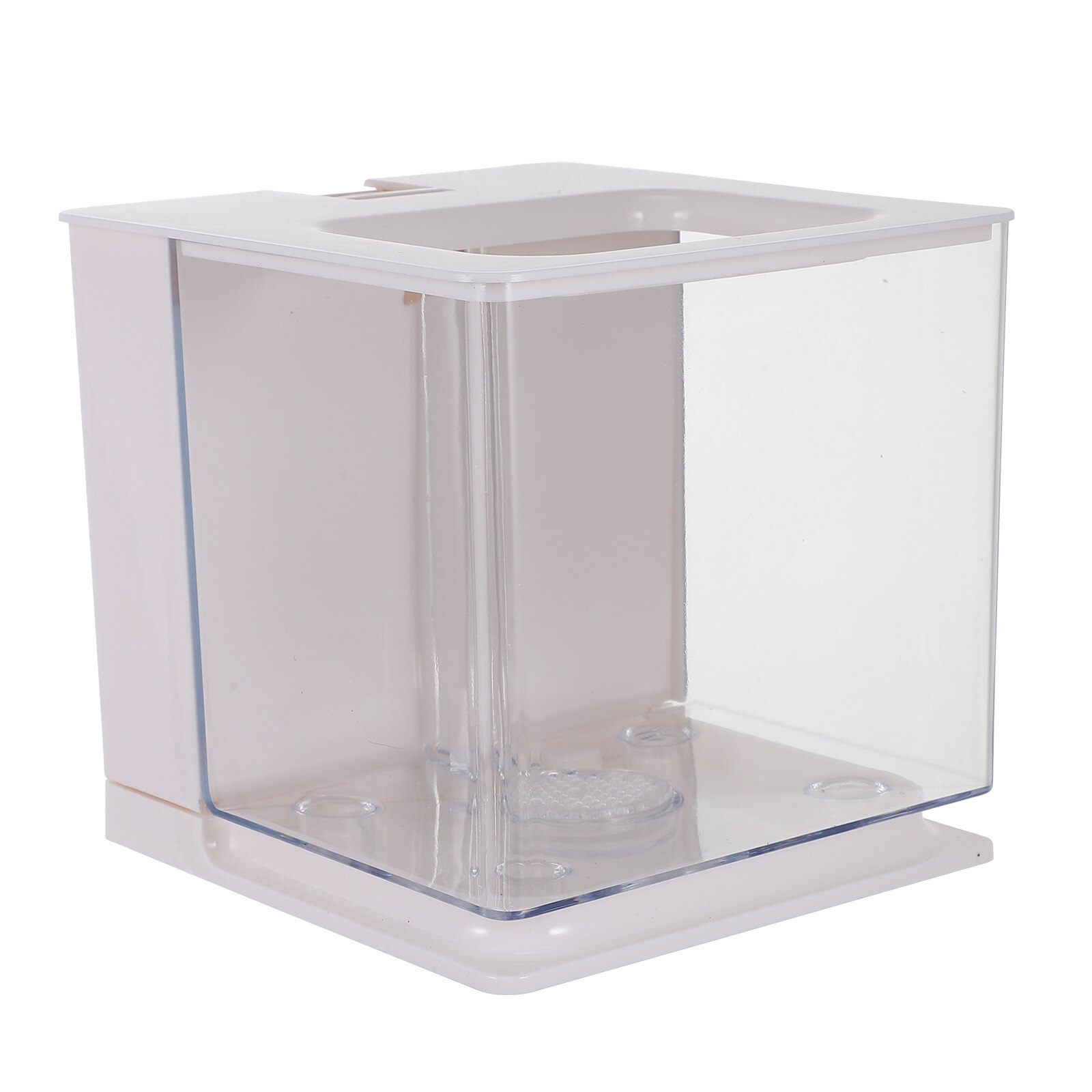 Self-Cleaning Fish Tank Small Acrylic Fish Tank Transparent Fry Hatching Tank: White