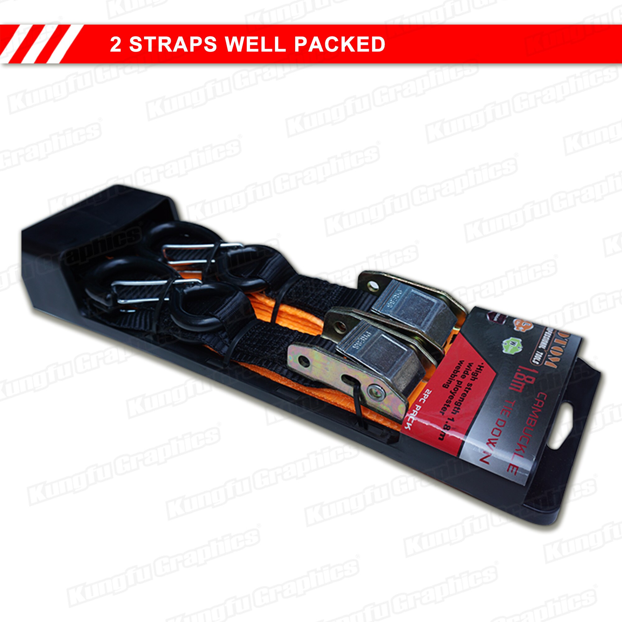 KUNGFU GRAPHICS Cam Buckle Tie Down Strap 1.8m for Motorcycle Bicycle ATV Quad Cargo Transport Lift Tow Pull Move Drag Rope Belt