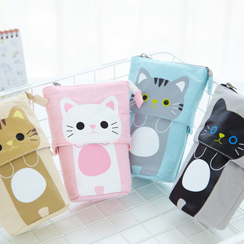 Trousse à crayons rétractable, jolie trousse Kawaii en toile pour filles et enfants, porte-crayon, fournitures scolaires