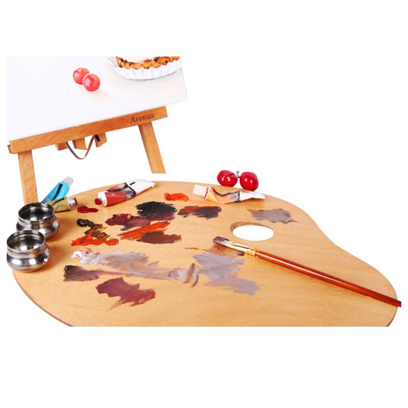 Paleta de pintura al óleo ovalada sellada, bonita y duradera, acrílica, de madera sólida, herramientas para pintar Arte simple, tablero de Color