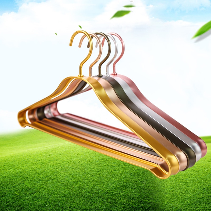 Perchas de aleación de aluminio para ropa se pueden utilizar 20 años de espacio de aluminio sin agente fluorescente percha antideslizante en el almacenamiento del hogar