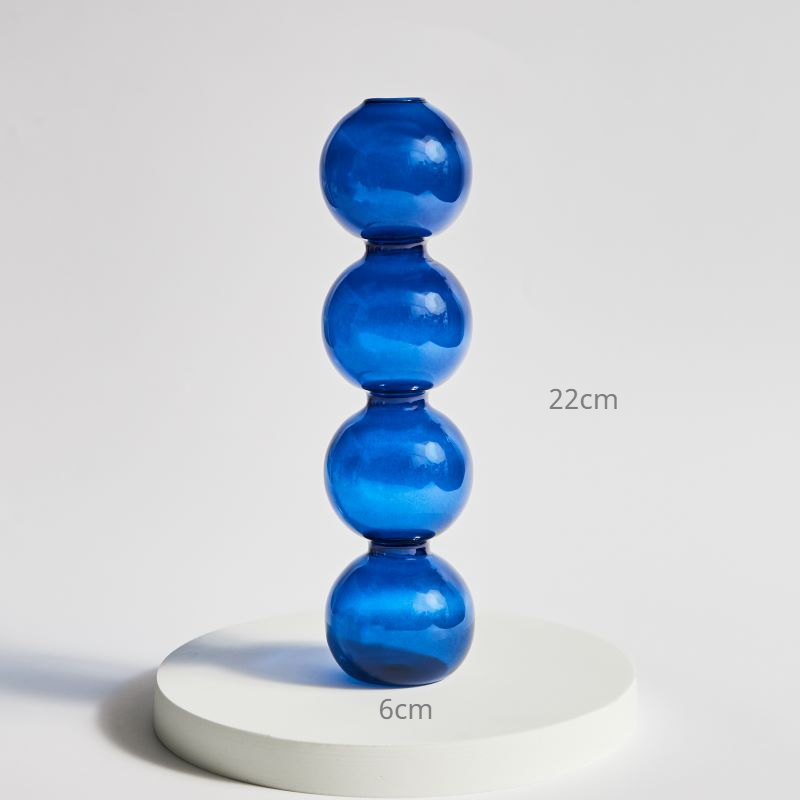Vase à bulles en verre coloré , Arrangement de fleurs, ornements de Table hydroponique, décoration de maison: Tall NavyBlue
