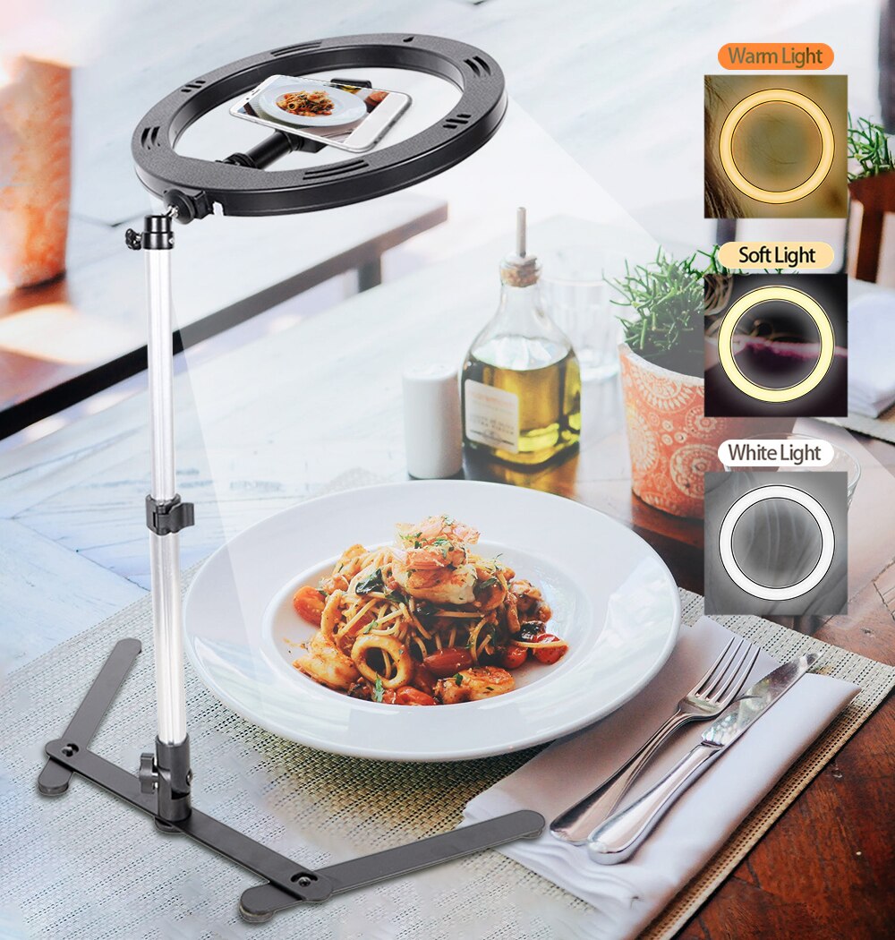 10Inch LED Light Dimmable Ring Lamp Round Selfie Ring Light For Mobile Phone RingLight Makeup Photography Lamp Ringlights