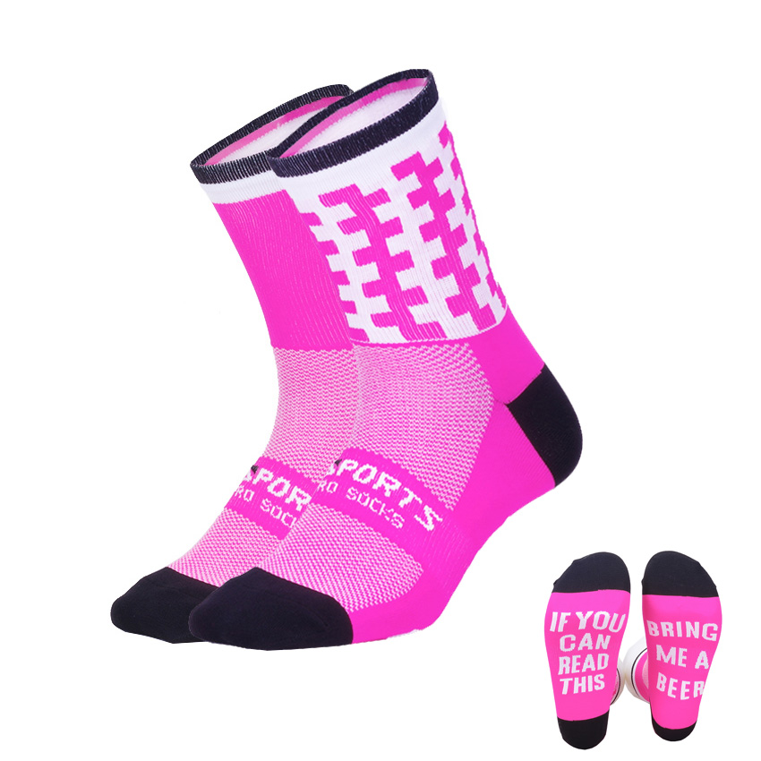 DH SPORT Lustige Lauf Socken Professionelle Sport Socken Frauen Männer Stilvolle Radfahren Kompression Camping Klettern Socke 38-45: Pink