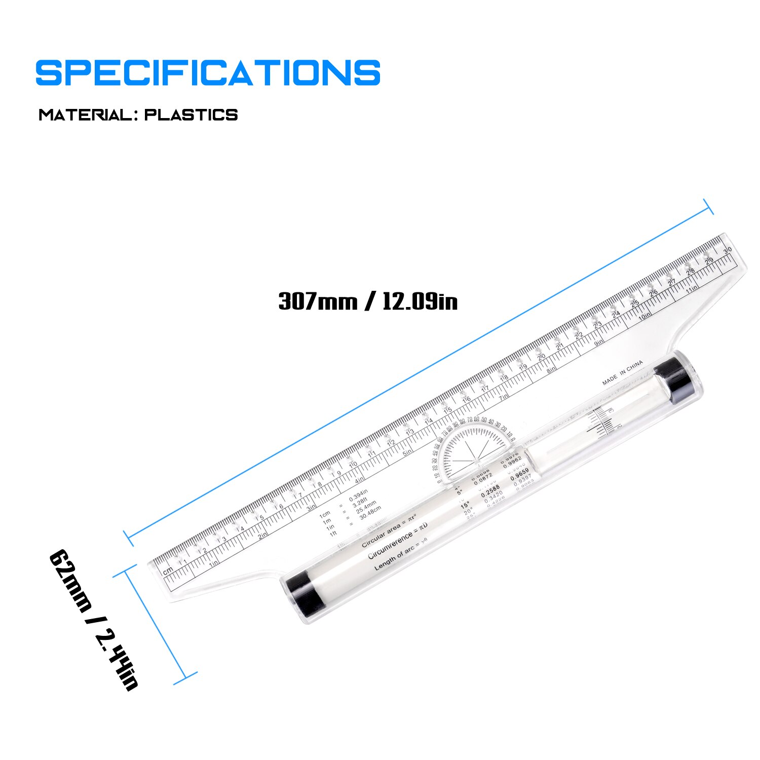 300mm Rolling Parallel Ruler Multipurpose Rulers Balancing Scale with Roller for Drawing Lines Circles Geometrical Shapes